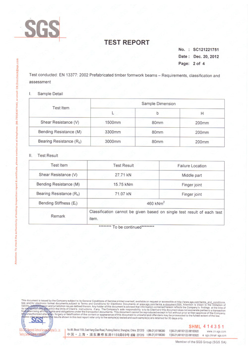 H20 madera SGS Test Report